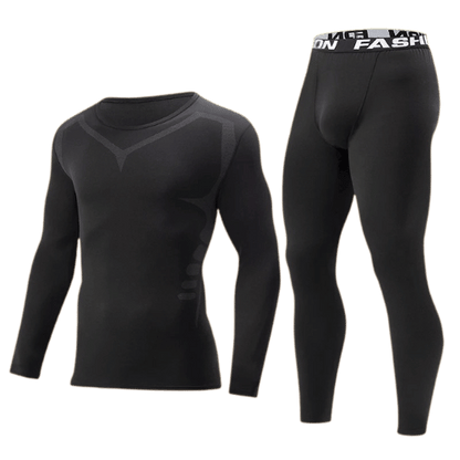 Tweedelige Heren Thermo Sportset – Strakke Fit, Lange Mouwen & Broek – Ideaal voor Herfst en Winter, Fitness, Hardlopen & Yoga