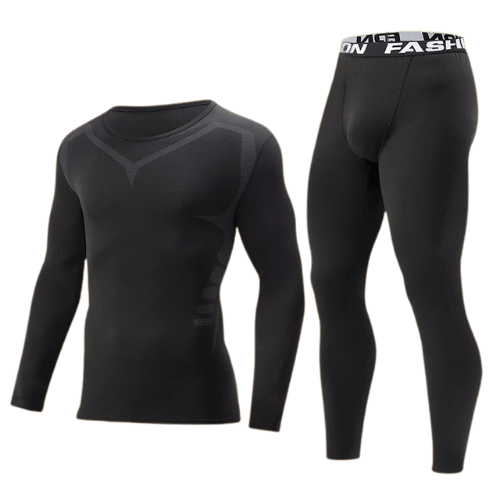 Tweedelige Heren Thermo Sportset – Strakke Fit, Lange Mouwen & Broek – Ideaal voor Herfst en Winter, Fitness, Hardlopen & Yoga