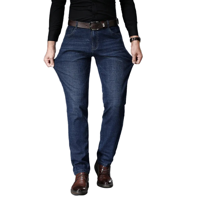 Heren Jeans – Comfortabele Rechte Pasvorm – Stretch Denim – Klassieke Blauwe of Zwarte Spijkerbroek voor Werk en Vrije Tijd