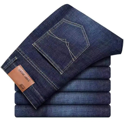 Heren Jeans – Comfortabele Rechte Pasvorm – Stretch Denim – Klassieke Blauwe of Zwarte Spijkerbroek voor Werk en Vrije Tijd