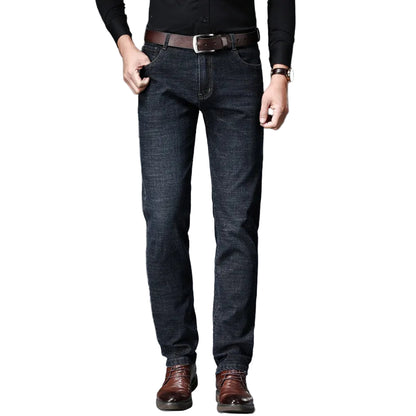 Heren Jeans – Comfortabele Rechte Pasvorm – Stretch Denim – Klassieke Blauwe of Zwarte Spijkerbroek voor Werk en Vrije Tijd