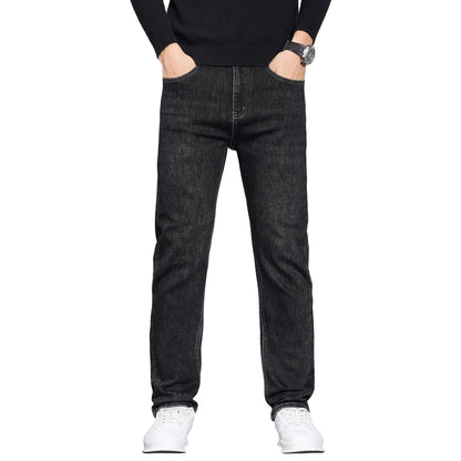 Heren Jeans – Comfortabele Rechte Pasvorm – Stretch Denim – Klassieke Blauwe of Zwarte Spijkerbroek voor Werk en Vrije Tijd